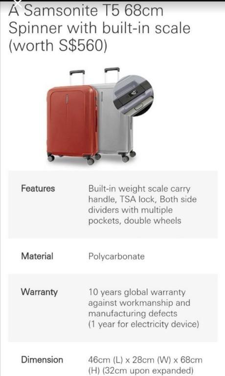 samsonite t5 68cm spinner luggage