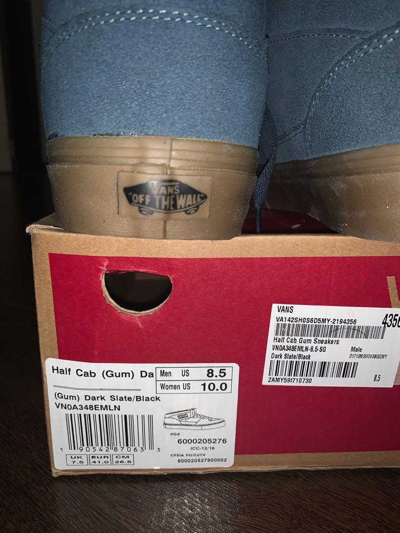 Vans Half Cab Gum Sole M US 8.5, Men's Fashion, Footwear, Sneakers on