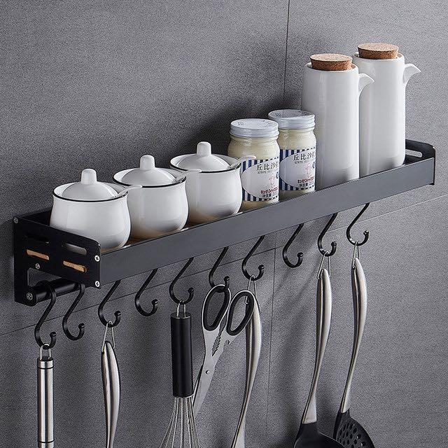 Wall Mounted Kitchen Rack Kitchen Shelf Space Aluminum Spice Racks Free Nail Multifunctional Storage Bathroom Shelves Home Appliances Kitchenware On Carousell