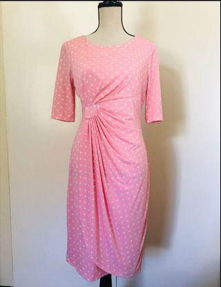 Connected Apparel Pink Polka Dress