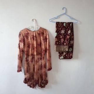 Set Kebaya Modern Maroon Fit to XL