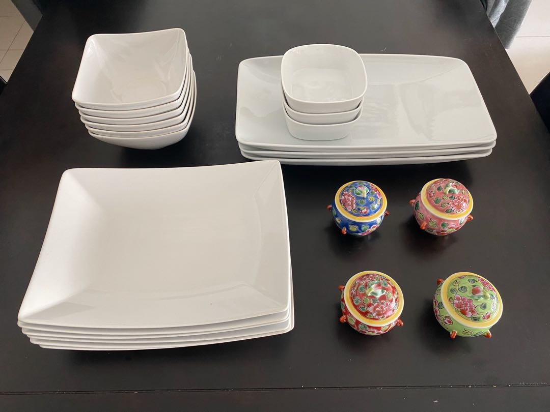 6 person dinner set + serving dishes, Furniture & Home Living