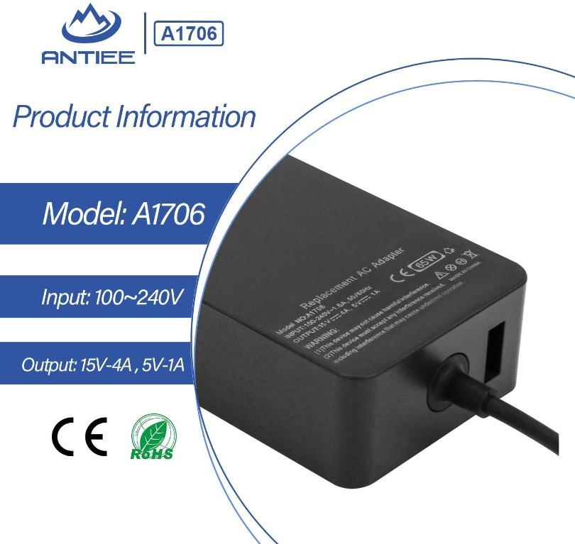 ANTIEE A1706 Surface Pro Surface Laptop Charge 65W 15V 4A ...