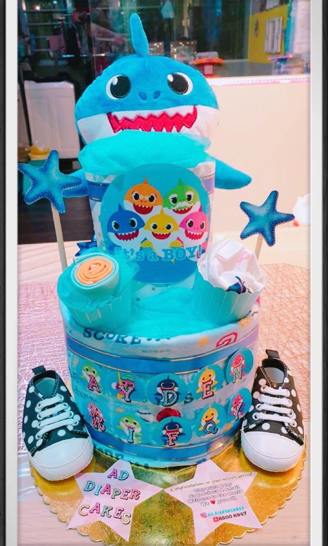 baby shark diaper cake