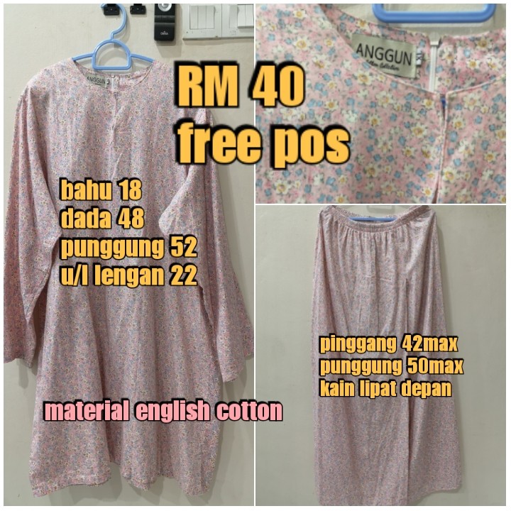 Baju Kurung Anggun Cotton Women S Fashion Clothes Tops On Carousell