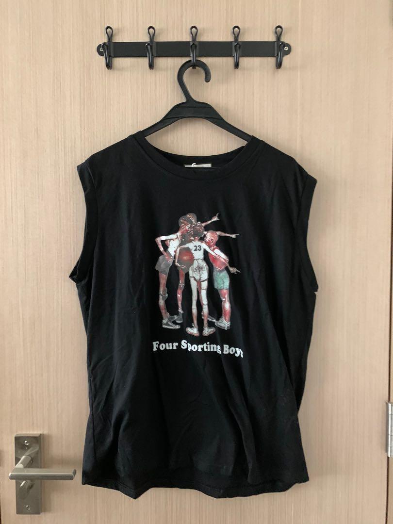 Bnwt Basketball Jersey Ish Cutting Graphic Top Women S Fashion