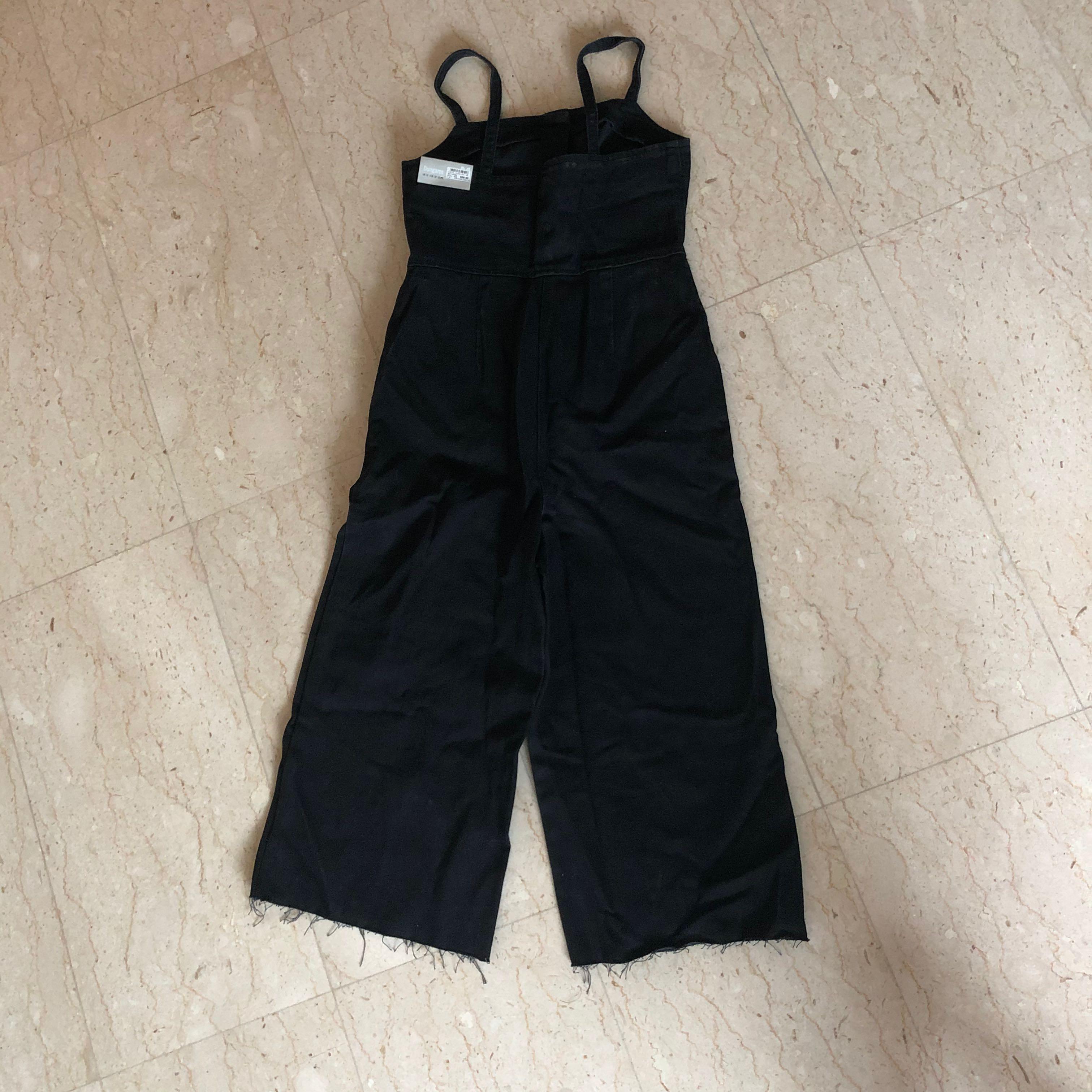 topshop black denim playsuit