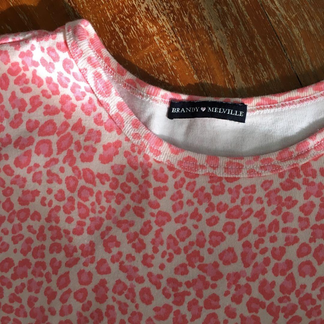 Brandy Melville Pink Cheetah Ashlyn Top Women S Fashion Tops Other Tops On Carousell