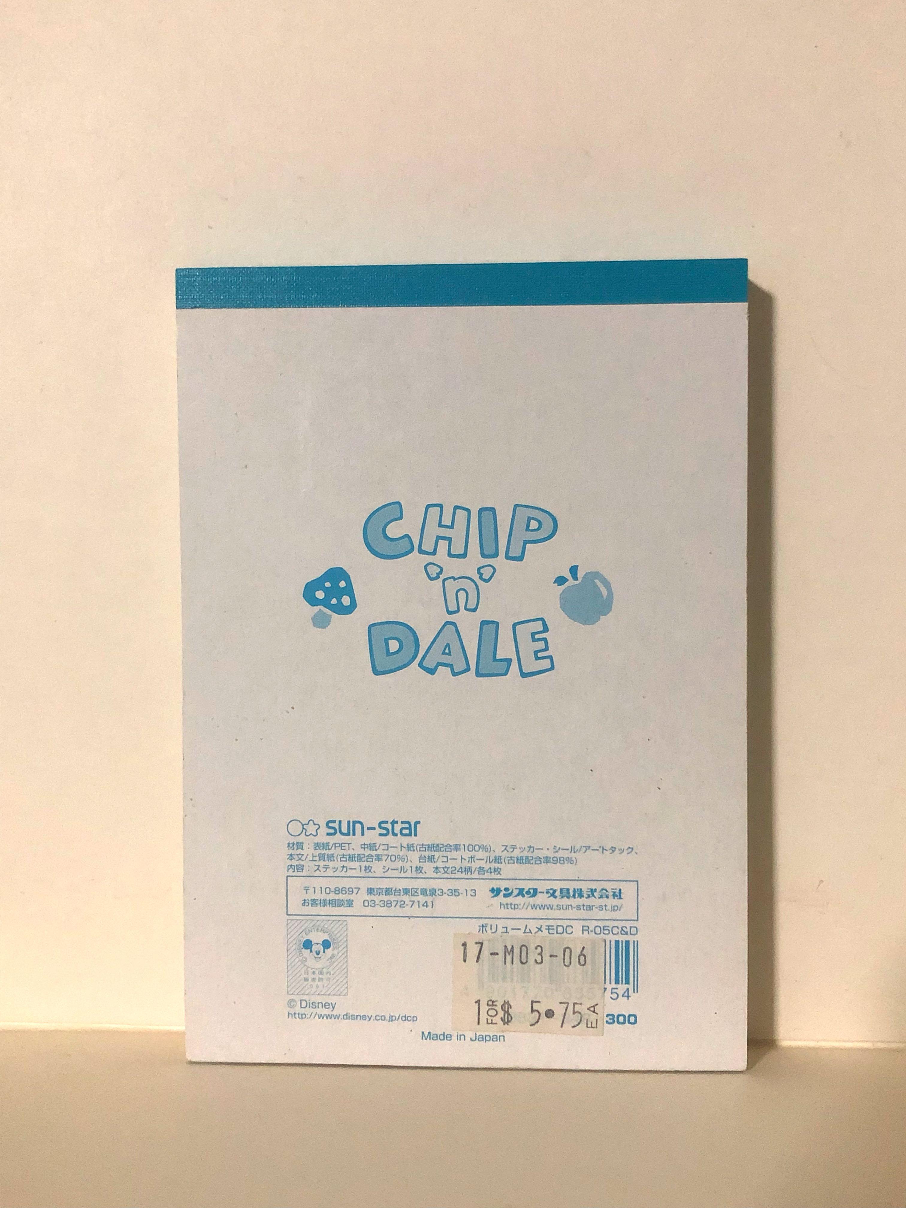 Notepad Chip Chip and Dale Notepad, Hobbies & Toys, Stationery & Craft, Stationery ...