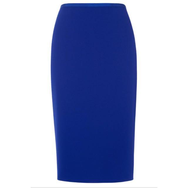 Cobalt Back Slit Pencil Skirt