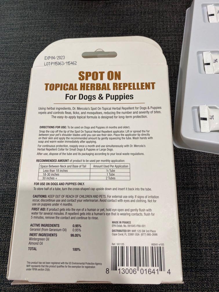 Dr. Mercola Spot On Topical Herbal Repellent Pet Supplies Health Grooming on Carousell