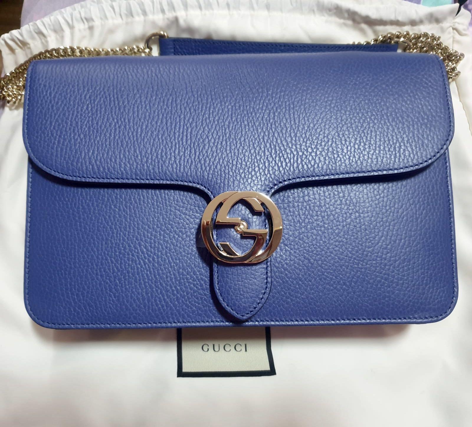 blue leather gucci bag