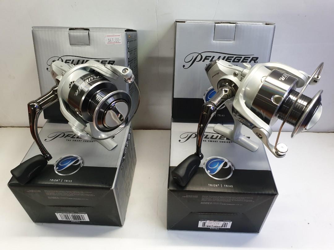 JUST & New Arrival Spinning Reel- Mid End US Version 2020 Model and Just  Launch S.E.A.!!!)= The 'PFLUEGER'- TRION.: D).TRI 35X.(Gear ratio: 5.2:1,  Drag: 4.5kg).= S$61.00/-. E).TRI 40X.(Gear ratio: 5.2:1, Drag: 5.4kg)=