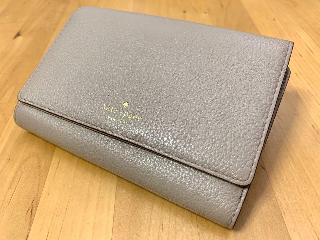 Kate Spade ladies wallet True Taupe Grey Soft leather Luxury Bags Wallets on Carousell
