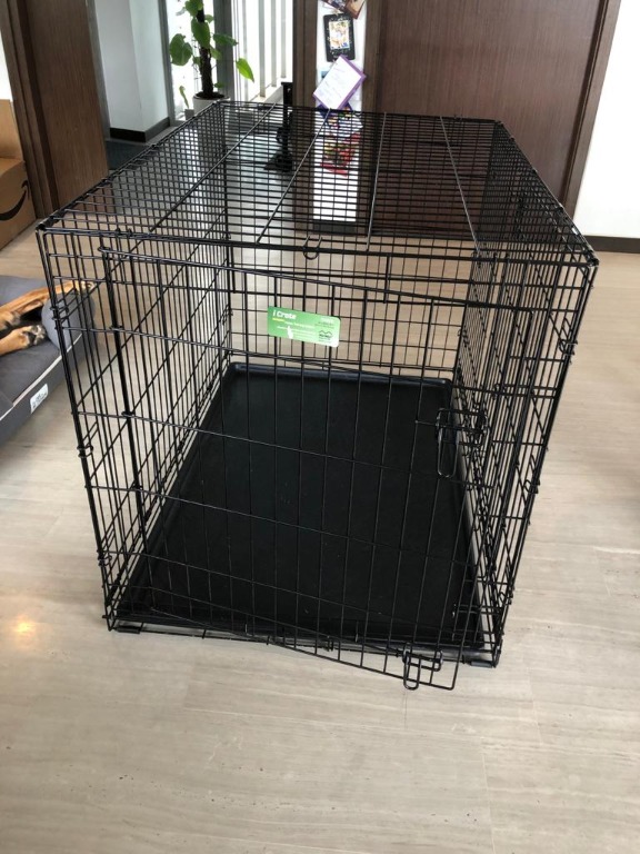 Large Breed Dog Crate 42" Double Door Folding Metal Dog Crate, Pet