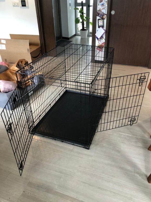 Large Breed Dog Crate 42" Double Door Folding Metal Dog Crate, Pet