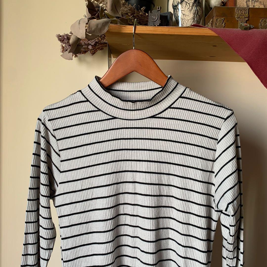 striped mock neck long sleeve