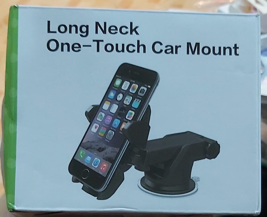 Long Neck One-Touch Cellphone Car Mount (Category: Mounts & Holders) located in Lapu Lapu. Submitted by everydays_needs (Listing ID 272507975, Image 1). Description: *Easy one touch mounting system *two step locking lever provides additional mounting support *Fully adjustable with 360 degree rotation.
