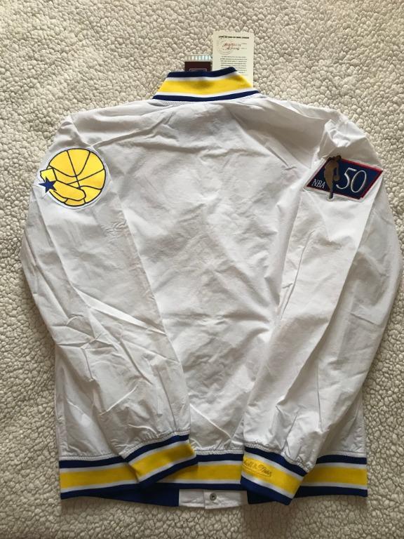 warriors white warm up jacket