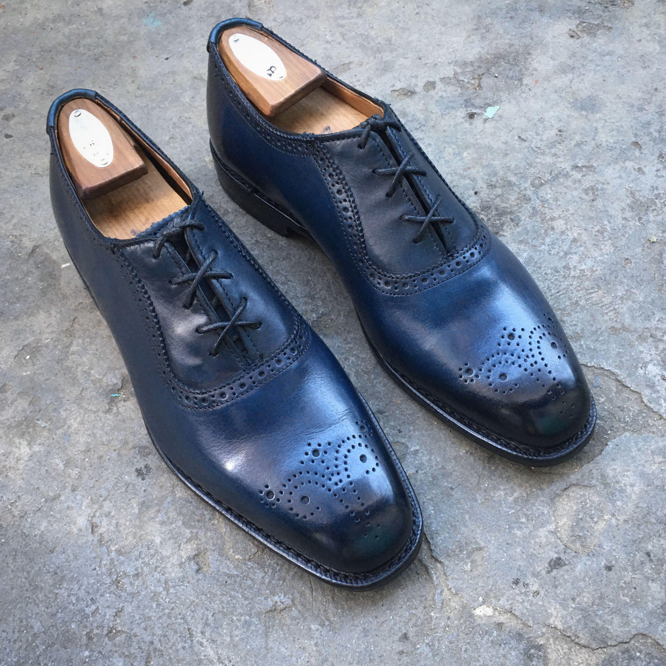 Navy Blue Allen Edmonds Cornwallis Calfskin Leather Dress Shoes custom ...