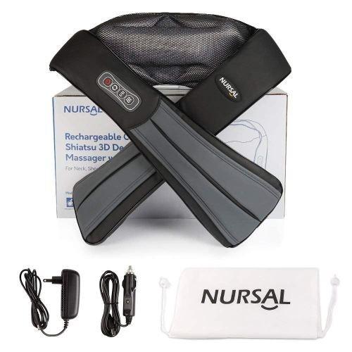 Shiatsu Electric Brand NURSAL Shoulder Neck Kneading Massager With Heat  Black 
