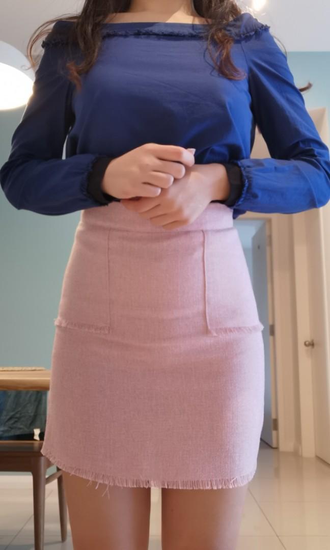 Blush pink pencil deals skirt dress