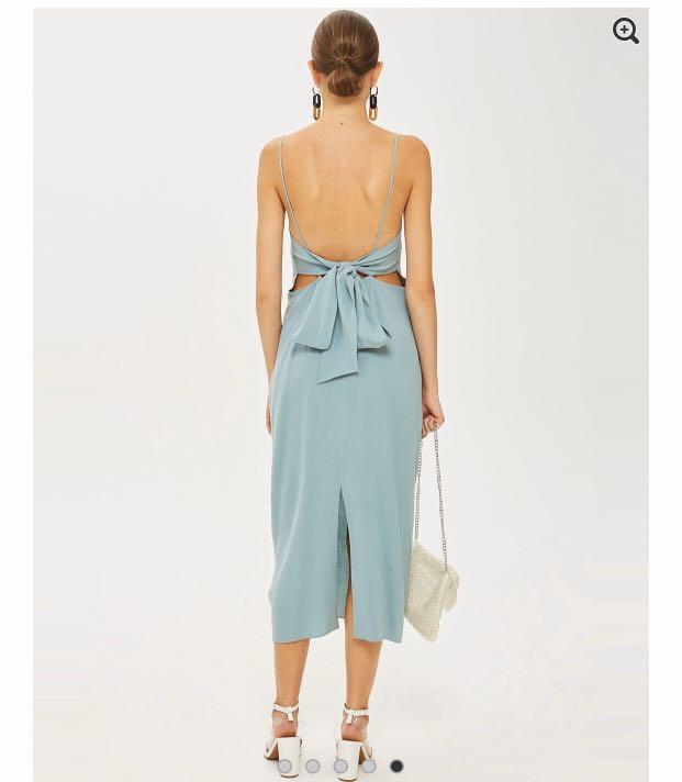 topshop green backless dress Lulu Sleeveless Twist Midi Dress