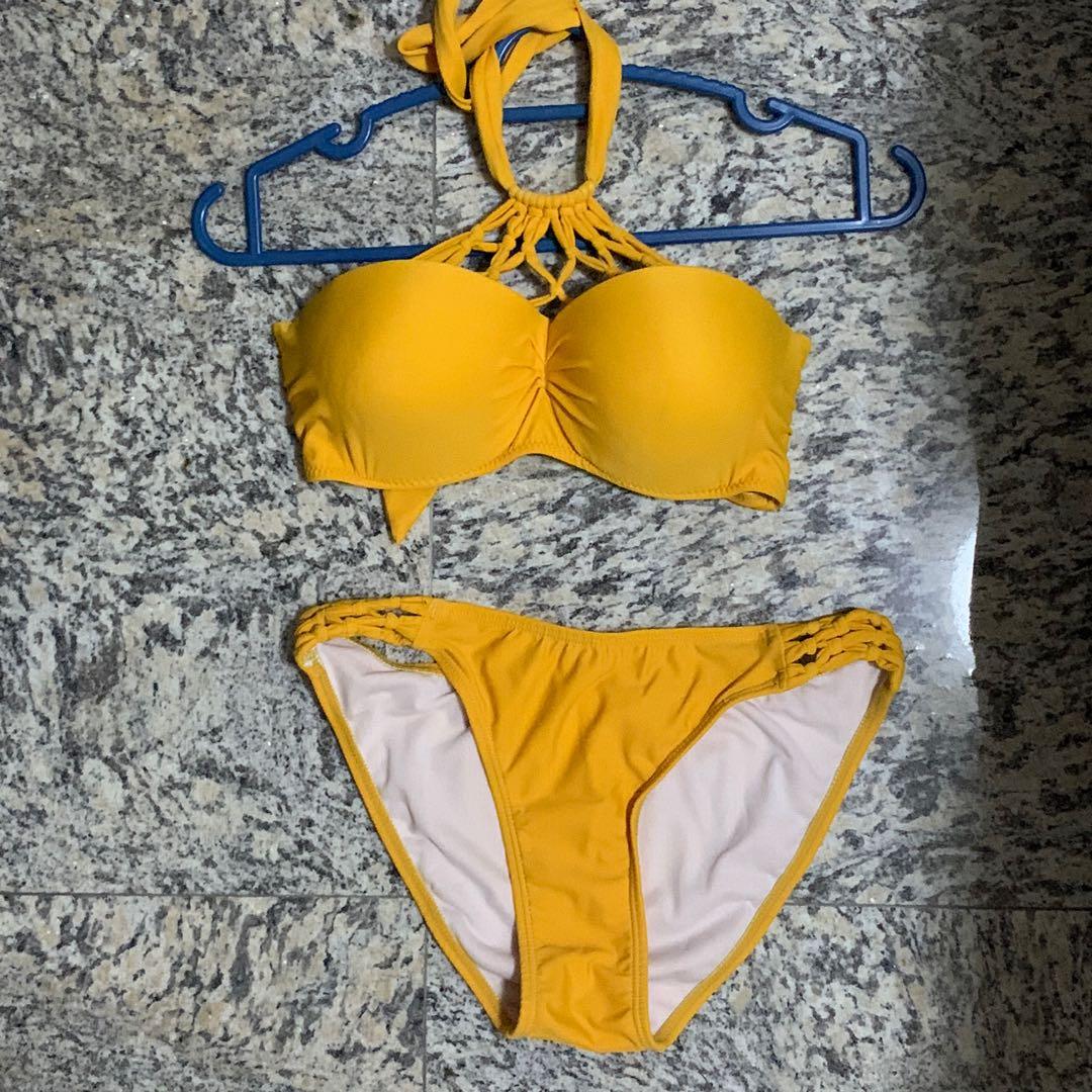 yellow halter neck bikini