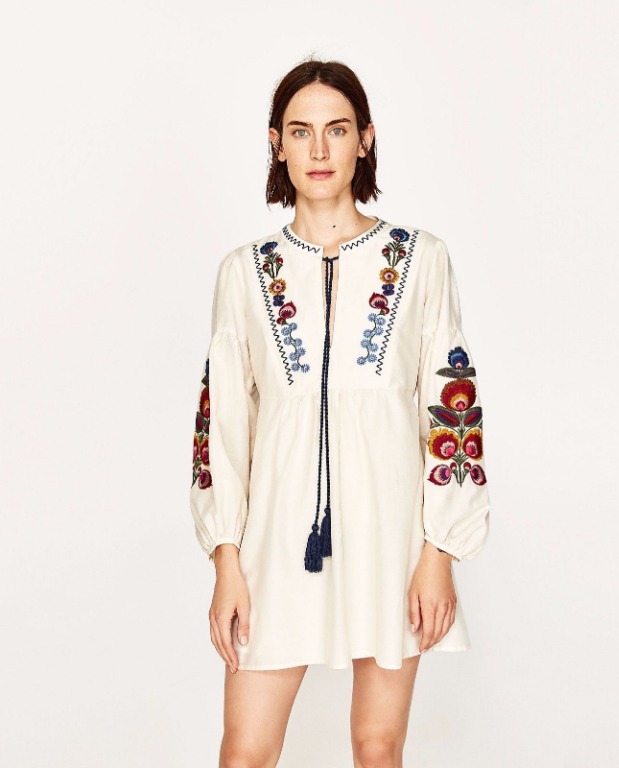 ZARA Embroidered Tunic Dress