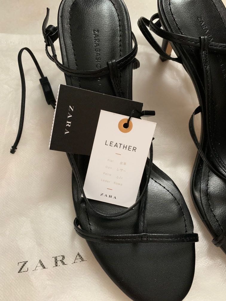 Zara Leather Heels, Women's Fashion 