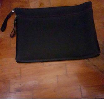 Black Laptop/ Document Pouch/Bag With Brown Zip (Clearance)