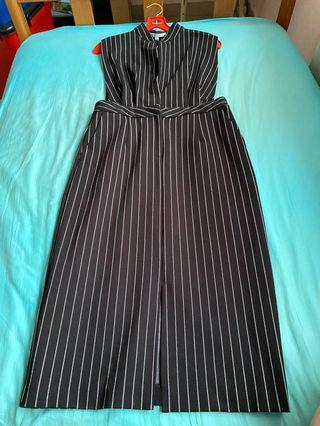 Marc Jacobs Sleeveless Deep V Striped Midi Dress