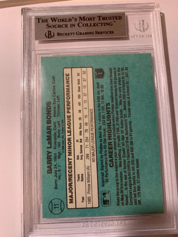 1986 Donruss Rookies Barry Bonds Rookie Card #11 BGS 8.5