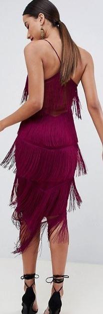 fringe mesh strappy midi bodycon dress