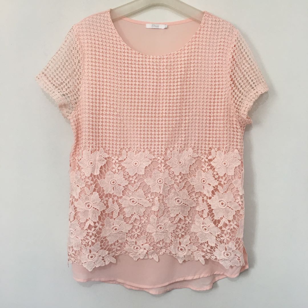 Blush Lace Top, Women's Fashion, Tops, Sleeveless on Carousell