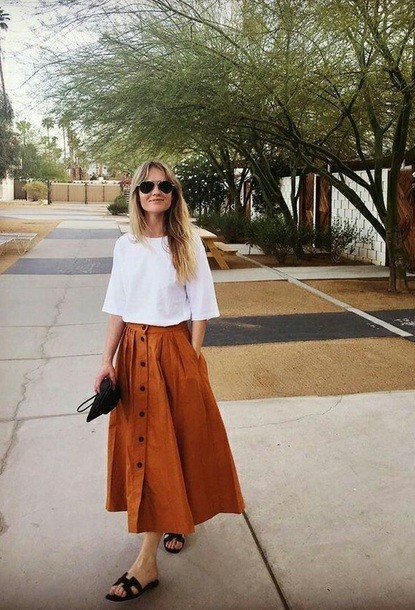 Button up skirt midi online