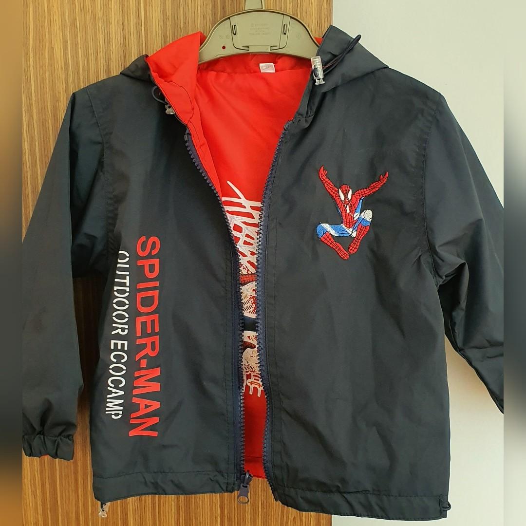 Boy s Spiderman Reversible Windbreaker Jacket Babies Kids Babies Kids Fashion on Carousell