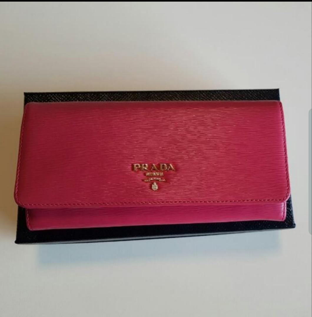 Peony Pink Saffiano Leather Wallet With Shoulder Strap