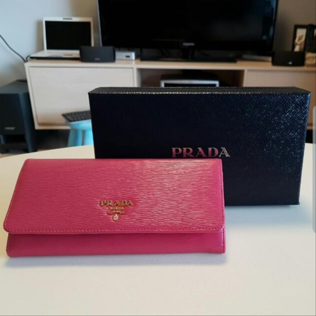 Brand New Prada Saffiano Leather Wallet -Peony Pink, Luxury, Bags & Wallets  on Carousell