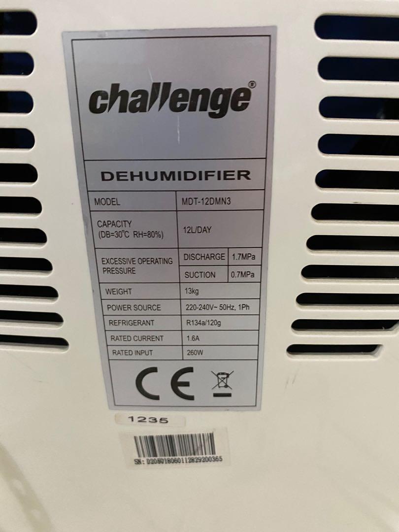 Challenge 12L dehumidifier, TV & Home Appliances, Air Purifiers