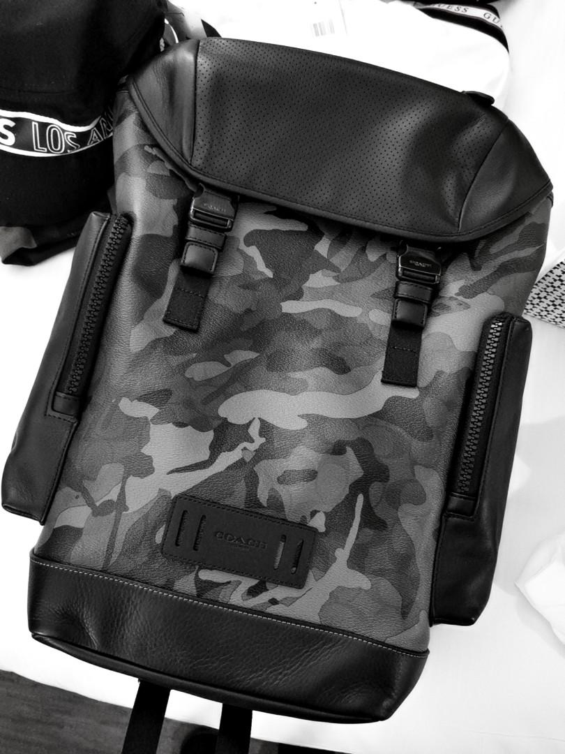 coach camo leather backpack