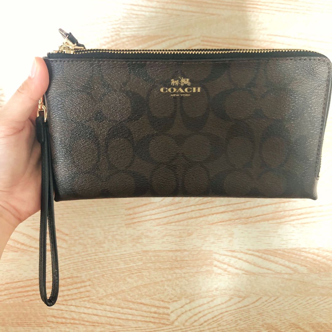 coach double zip large wristlet