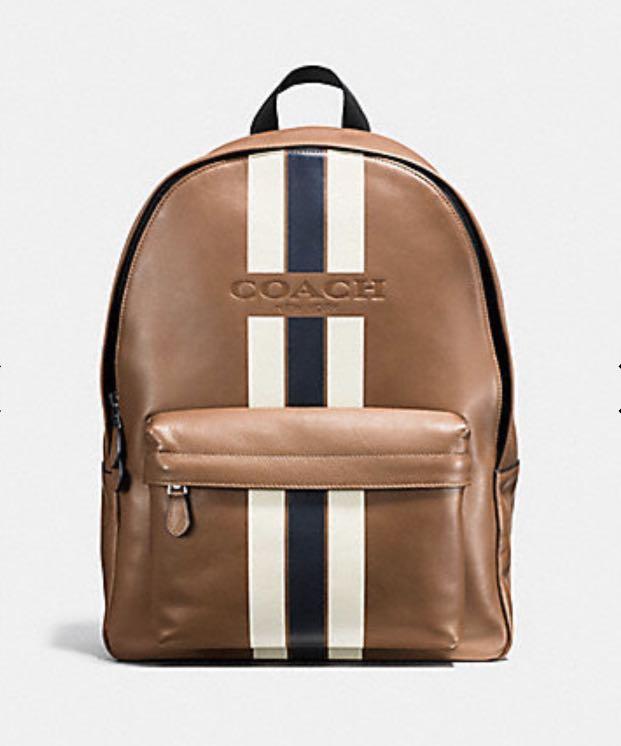 Coach Mens Varsity Leather Charles Backpack F72237 Dark Saddle 50 off