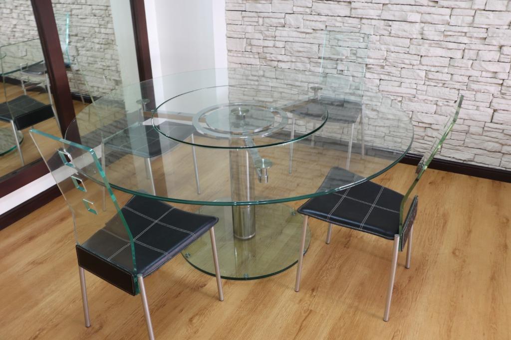 Dining Set Round Glass Table With 4 Chairs On Carousell