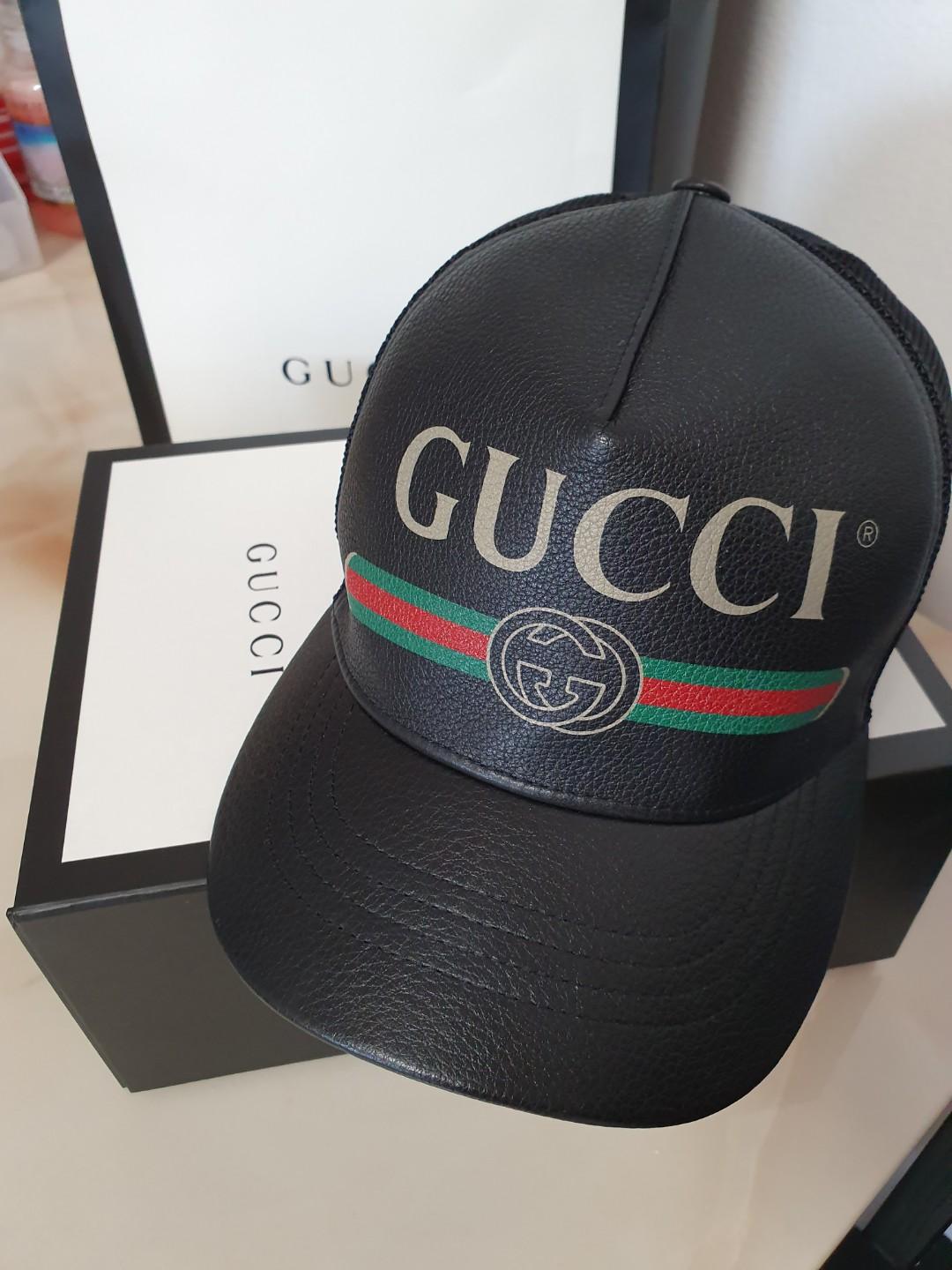gucci leather hat
