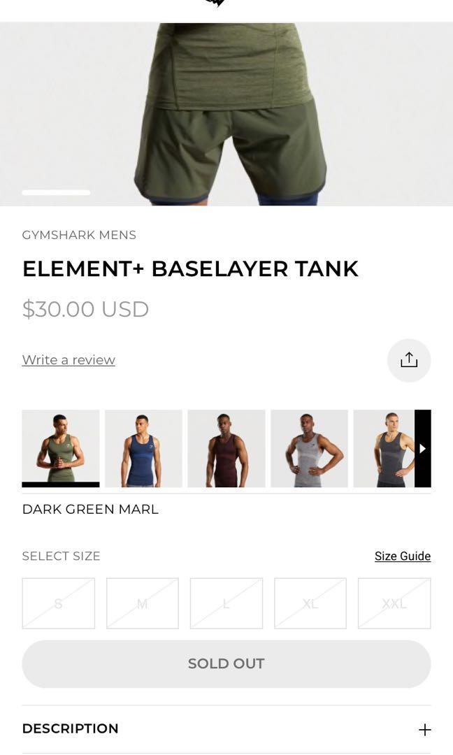 Gymshark Men's Element+ Baselayer Tank Top, Men's Fashion, Activewear on  Carousell
