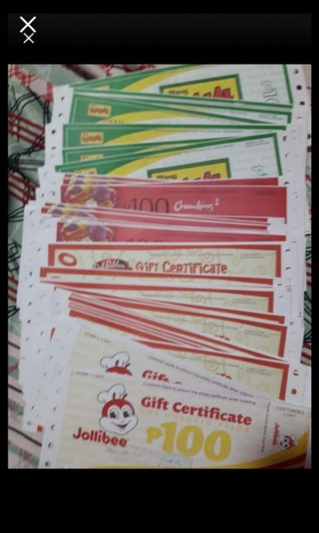 jollibee gift certificate Tickets Vouchers Store Credits on Carousell