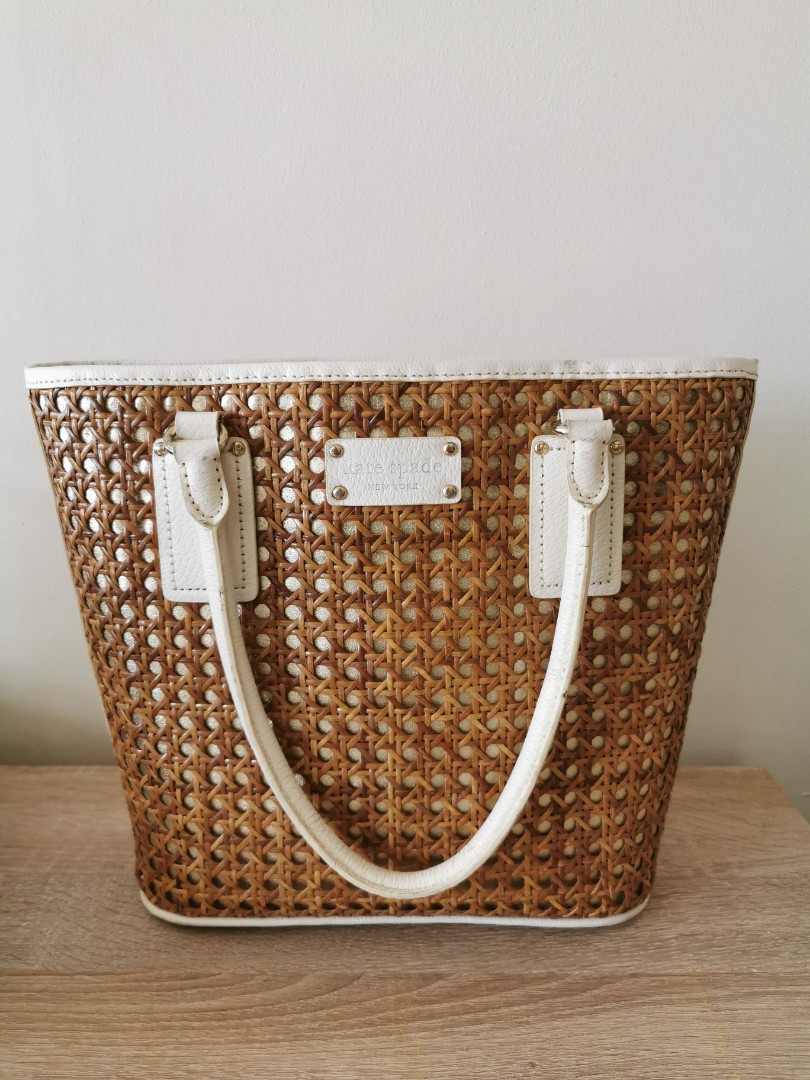 Kate Spade rattan tote bag, Luxury, Bags & Wallets on Carousell