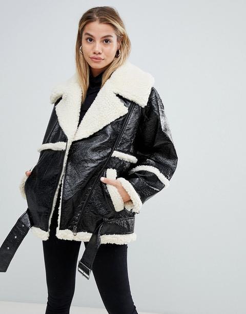 Monki Aviator Sherling Jacket coat Women s Fashion Clothes on