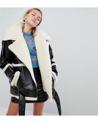 Monki Aviator Sherling Jacket coat Women s Fashion Clothes on